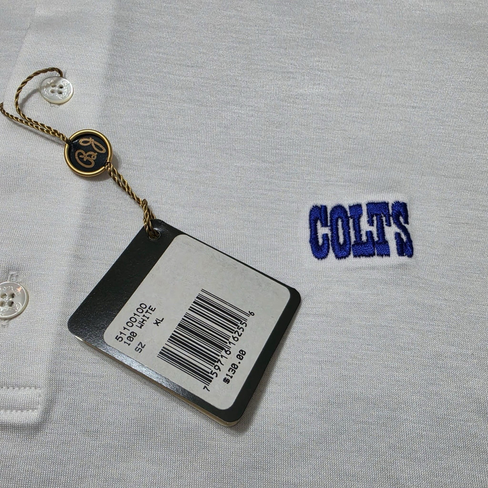 Indianapolis Colts Polo Shirt Made in Italy Bobby Jones White XL NWT - Picture 4 of 9